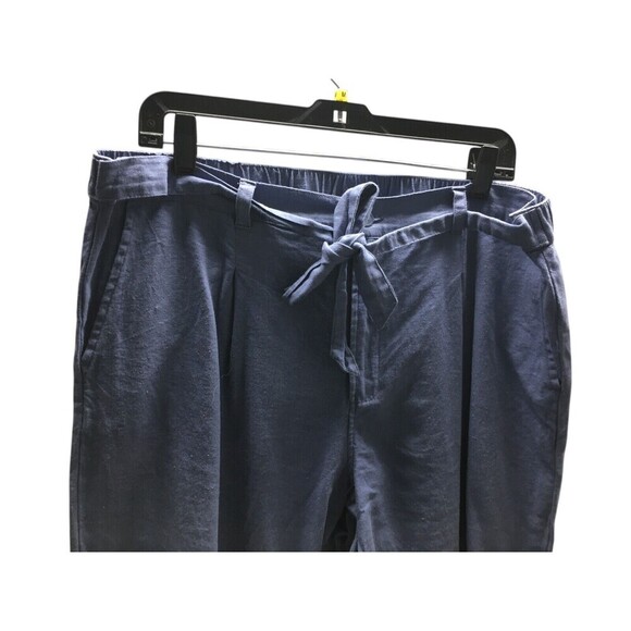 The Vermont Country Store Pants Women's Size Large Blue Linen Cotton Drawstring - Picture 3 of 6
